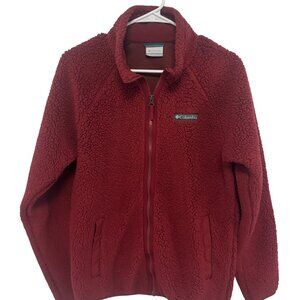 Men’s Columbia Burgundy Sherpa Jacket.  Size S